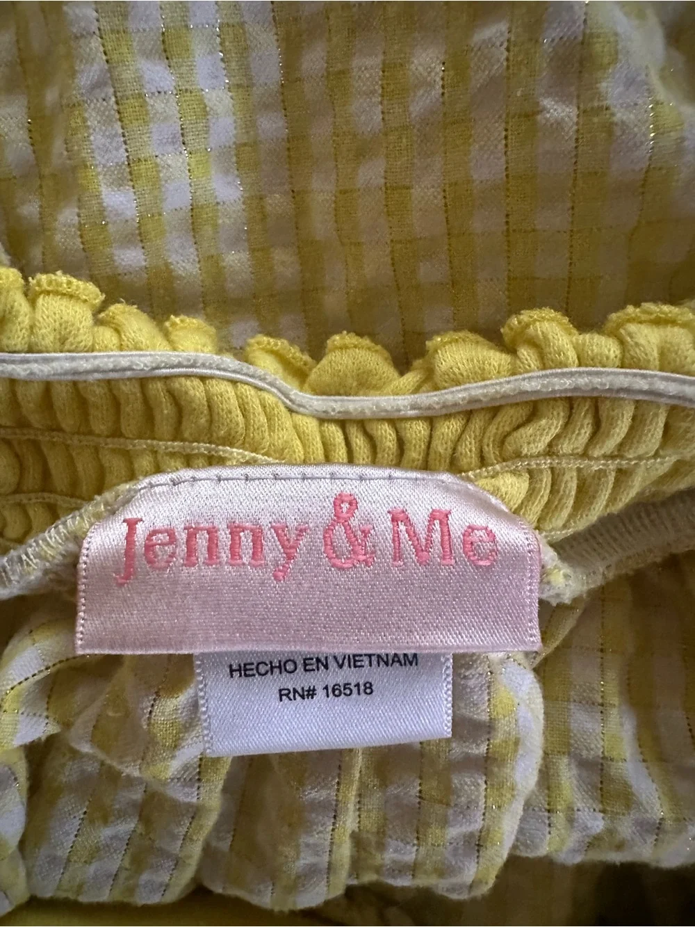 Jenny & Me Girls Size 5 Yellow Gingham Bee Embroidered Ruffle Dress